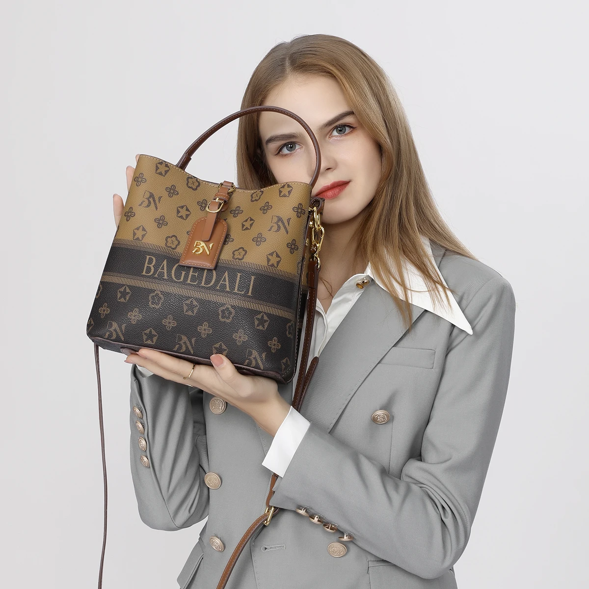 

Large Capacity Elegant Women Handbag Luxury Designer Printed Shoulder Crossbody Bag High Quality Fashion Bucket Bag