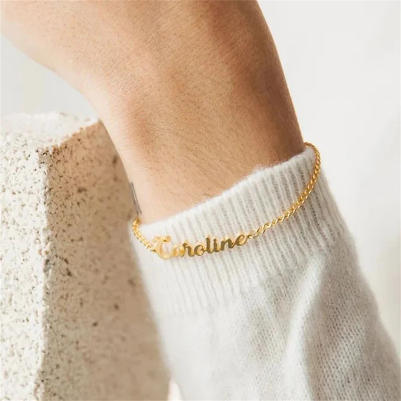 Orazio Customized Name Bracelet for Women Gold Color Personalized Letter 316 Stainless Steel Jewelry Gift Support Dropshipping