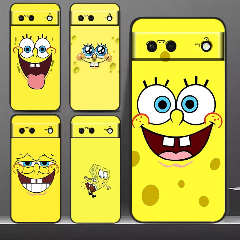 

SpongeBob facial expression Phone Case For Google Pixel 7 6 Pro 6A 5A 5 4 4A XL 5G Black Soft Cover Fundas Coque Cover
