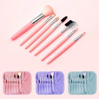 7pcs wrap roll up makeup brush set with pu leather bag foundation blush eye shadow concealer cosmetic beauty brush tool kit