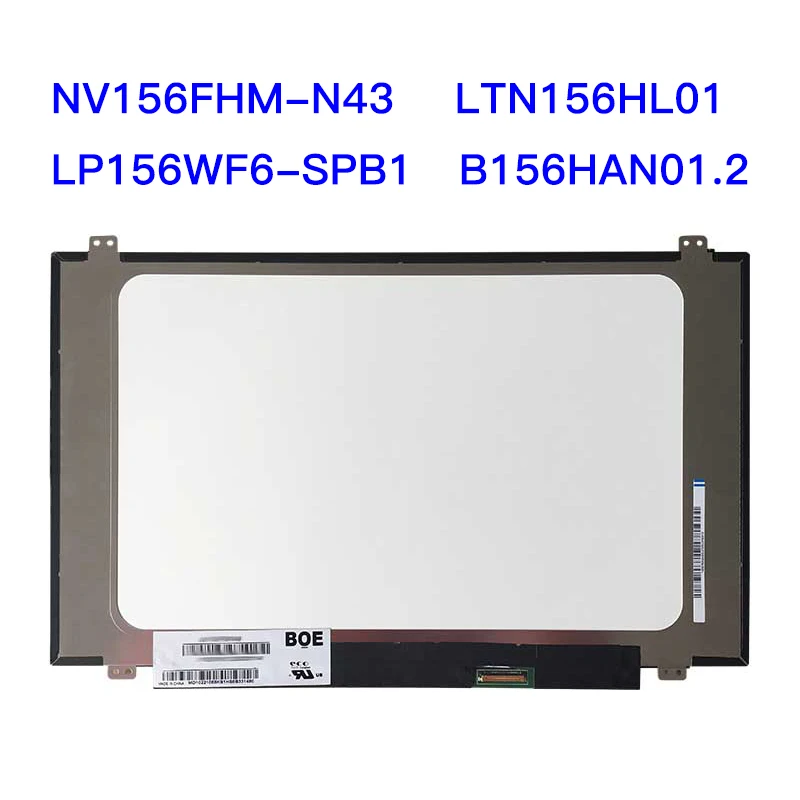 

15.6" IPS Laptop LCD Screen LP156WF6-SPB1 Fit LP156WF6 SPB2 SPB5 NV156FHM-N43 72% NTSC Matte LED Display FHD1920x1080 30pin eDP