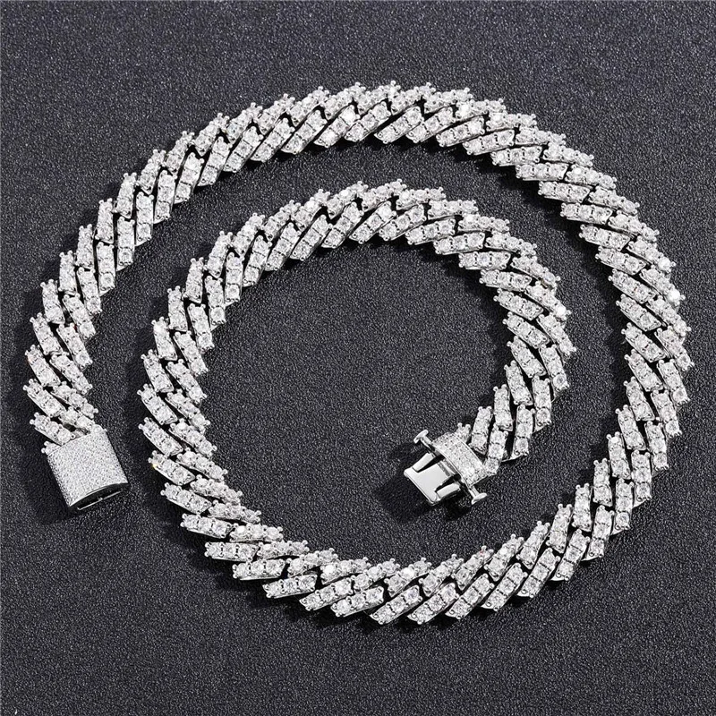 

12MM Bling Iced Out Miami Cuban Chain for Men Women CZ Stone Necklaces Hip Hop Jewelry Free Shipping
