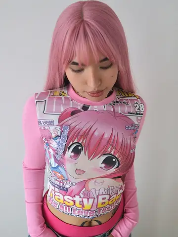 Deeptown  Kawaii аниме футболка женская полиэстер короткая