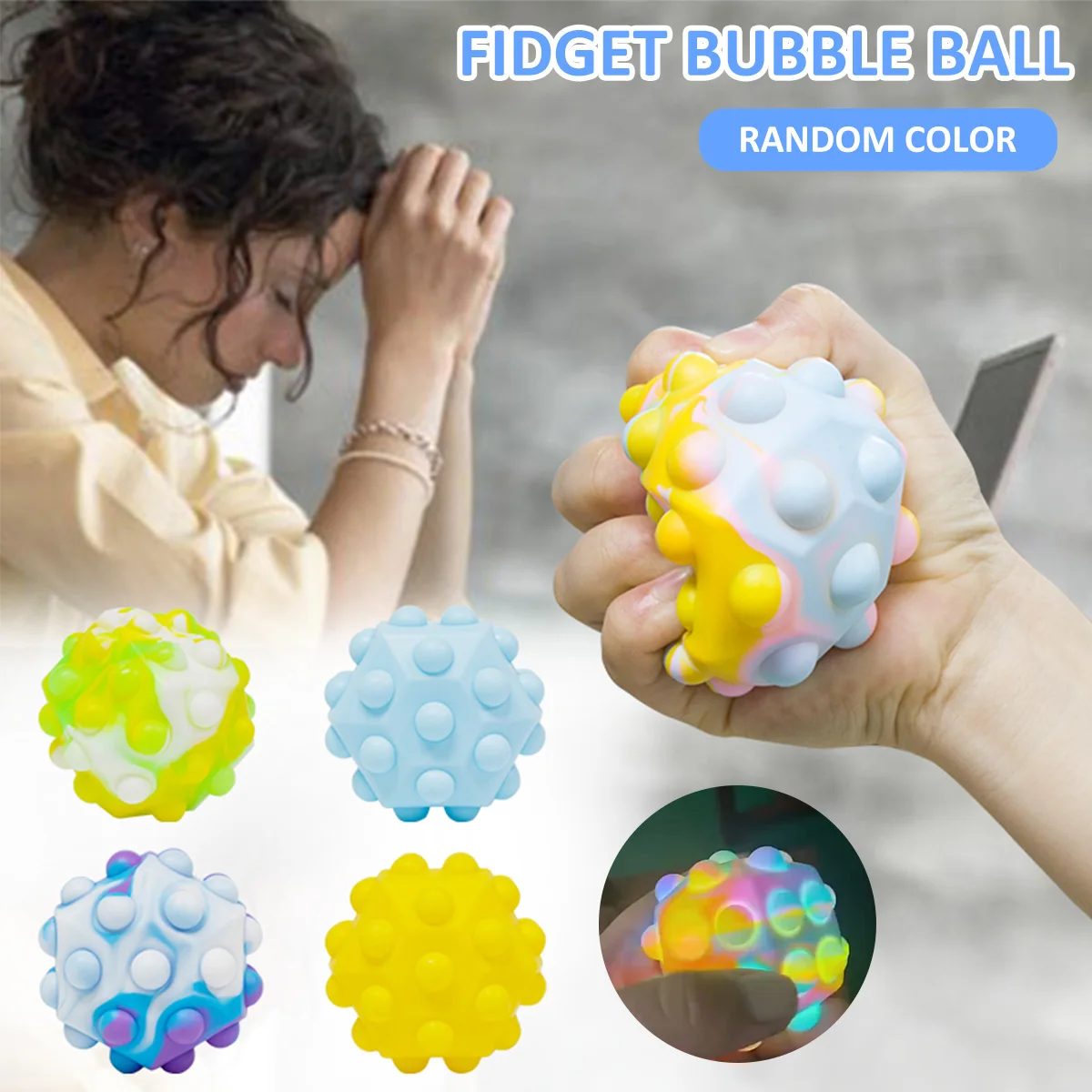 

3D фиджет-игрушки, мяч, геймплей, антистресс, Kawaii Popit Figet, детские игрушки, 3D фиджет-игрушки, мяч, светящийся, Сжимаемый, детский подарок