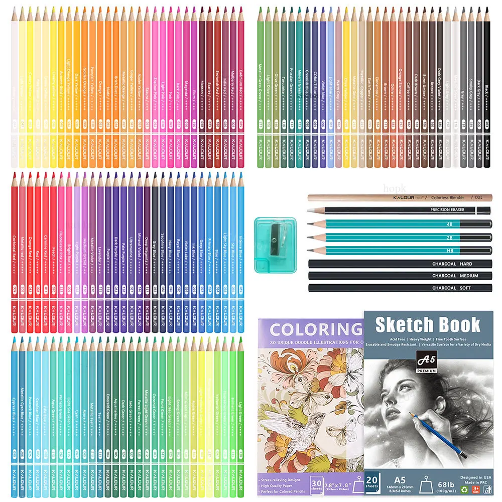 

KALOUR 132 Pcs New Colored Pencils 120 Colors Oily Pencil Art Drawing Sketching Pencil Beginner Painting School Art Supply