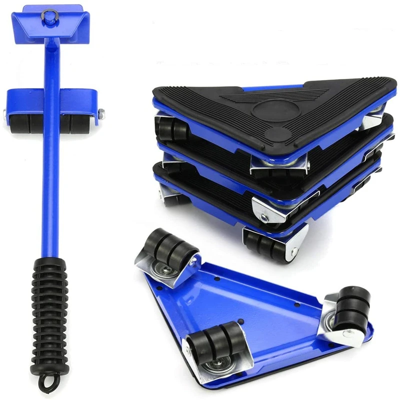 

Тройной подъемник мебели, 5 шт., 4 колесных ролика + 1 колесная полоса, транспортный набор, Слайдеры для мебели, набор тяжелых ручных инструментов