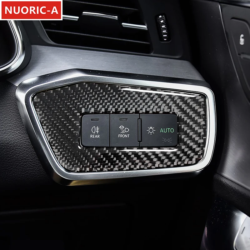 Фото Для Audi A6 C8 A7 2019-22 углеродное волокно, центральная консоль автомобиля, панель управления фарами, декоративная рамка, наклейка, аксессуары для интерьера №1