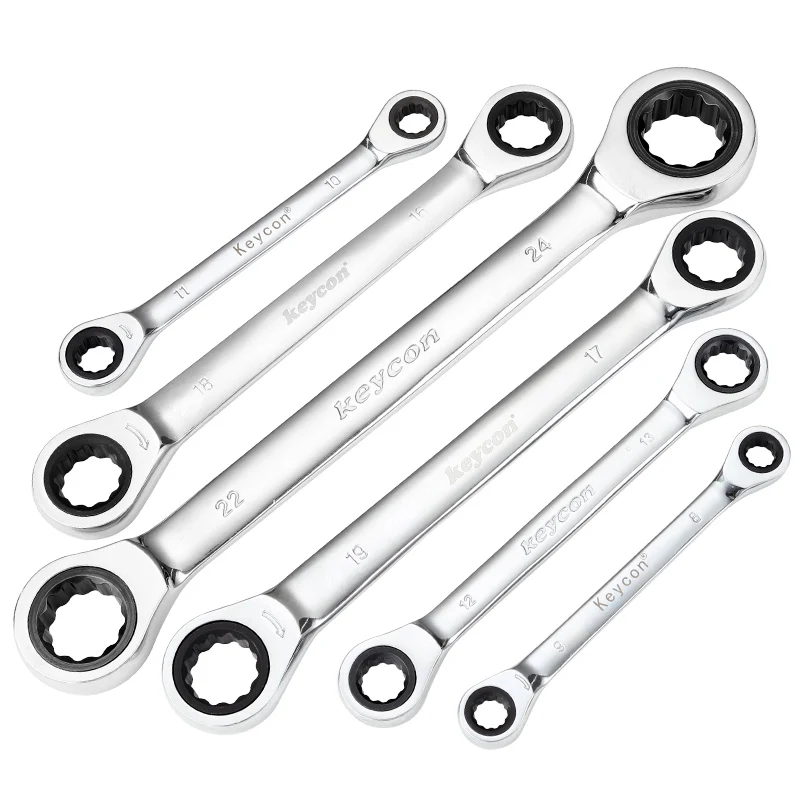 

Chrome Vanadium Ring Double Head Ratchet Wrench Reversible 8-9-10-12-13-14-15-16-17-18-19mm Ratchet Combination Spanner Set