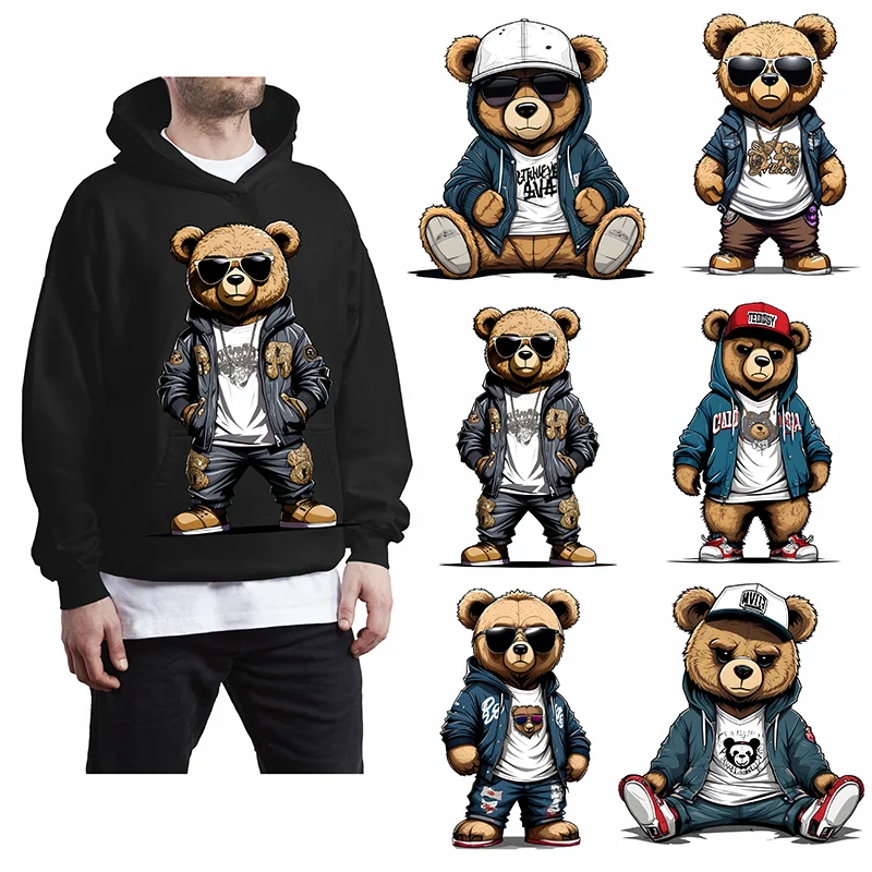 Удобные очки с медведем железная наклейка для одежды футболки худи водостойкая