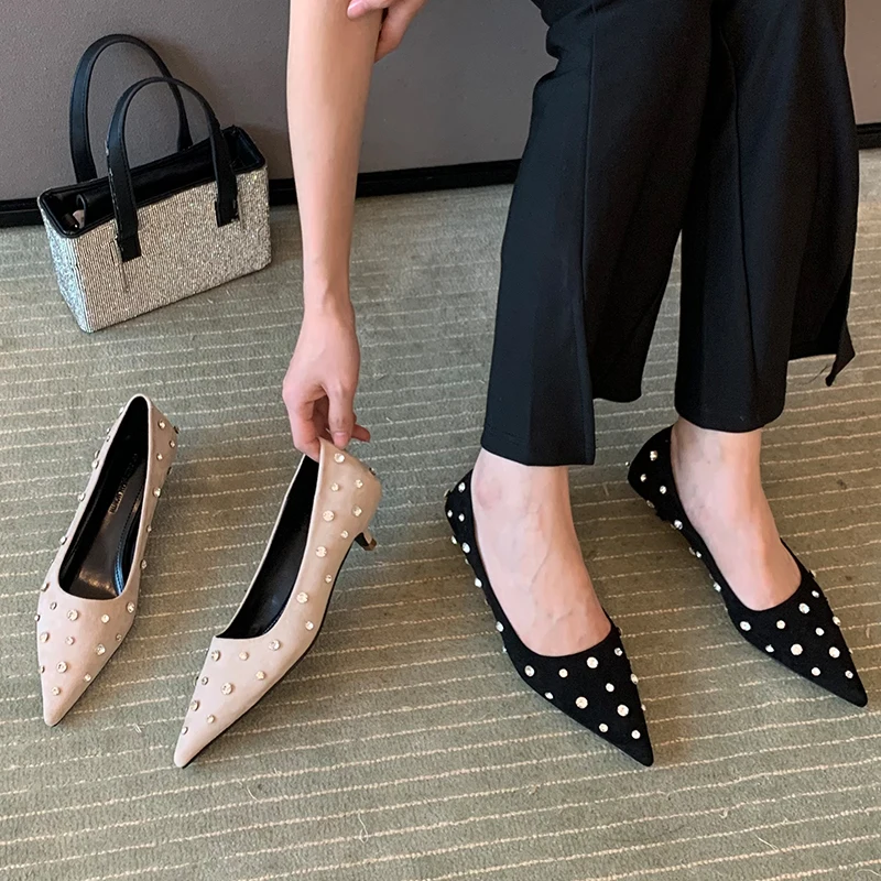 

Босоножки женские на тонком каблуке, с острым носком, без застежки, на низком каблуке