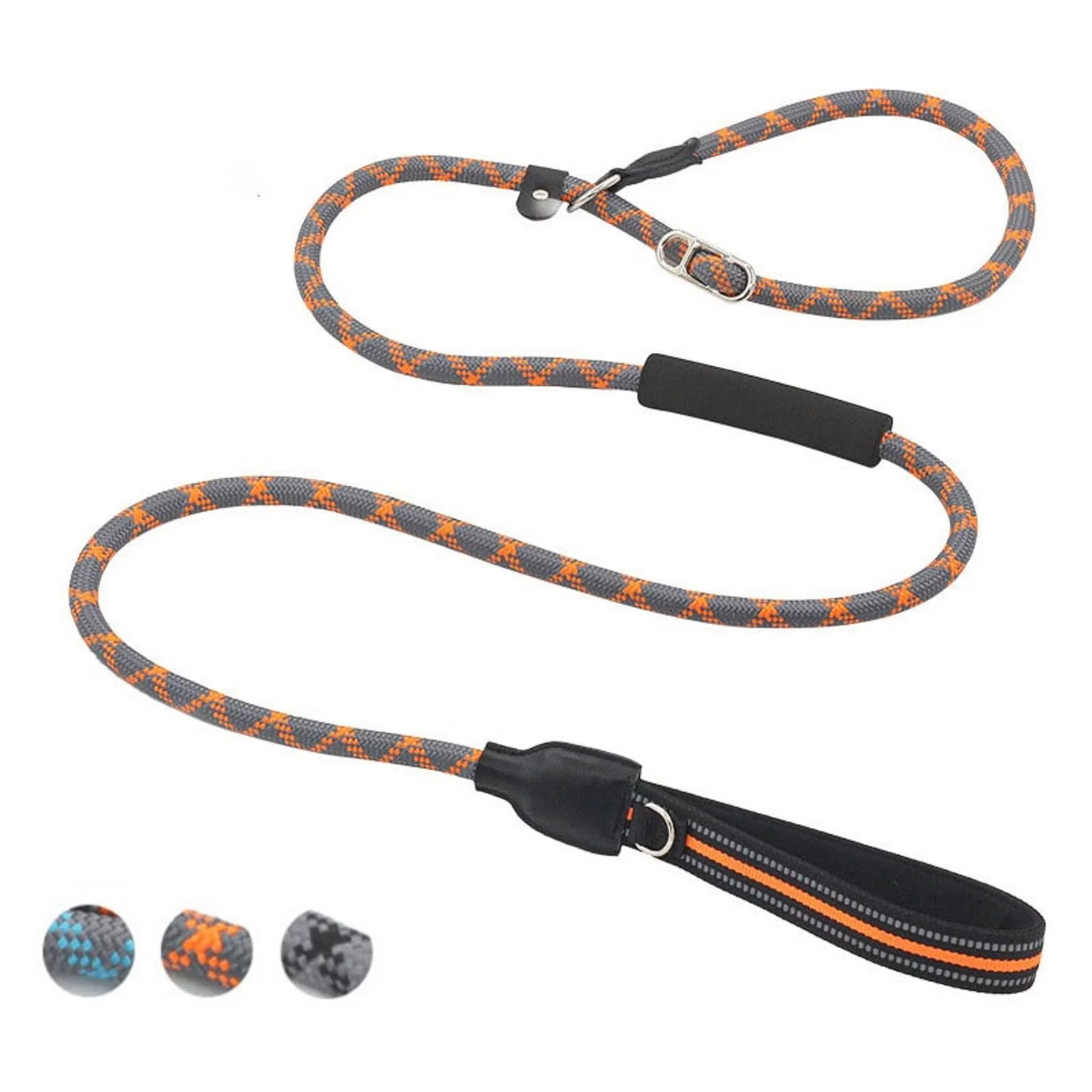 

Поводок для собак с 2 удобными мягкими ручками, светоотражающий сверхпрочный нейлоновый нескользящий шнур для собак среднего и большого ра...