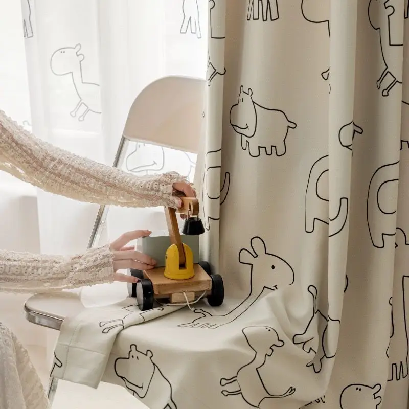 Занавески WPKIRA с мультяшными животными для мальчиков
