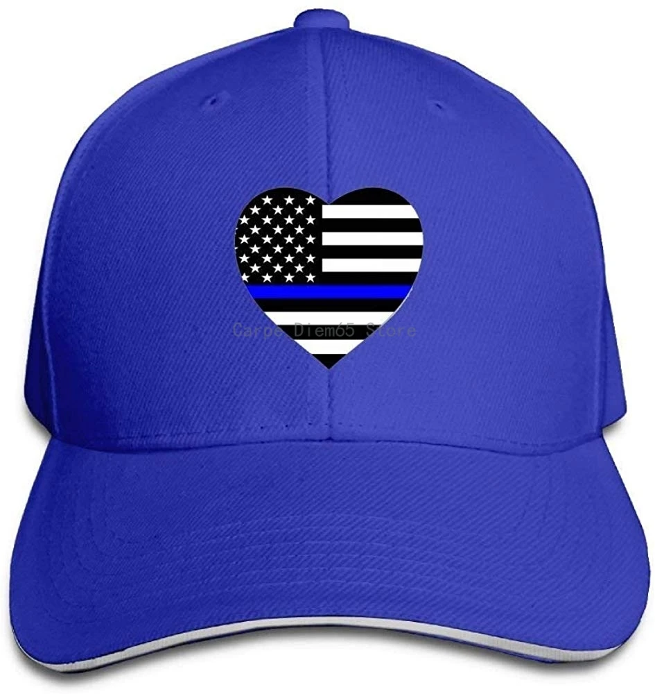 

Тонкая Бейсболка унисекс с голубыми линиями с американским флагом и белым сердцем для взрослых