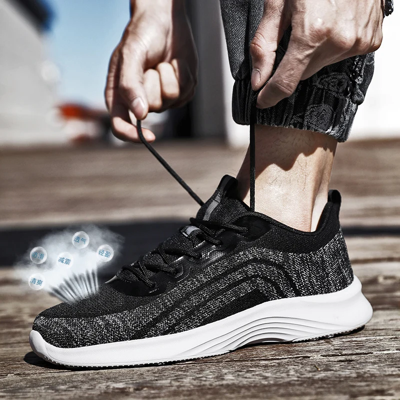 

Summer mesh men's shoes ultra-light soft bottom breathable casual shoes flying woven sports running shoes outdoor light shoes