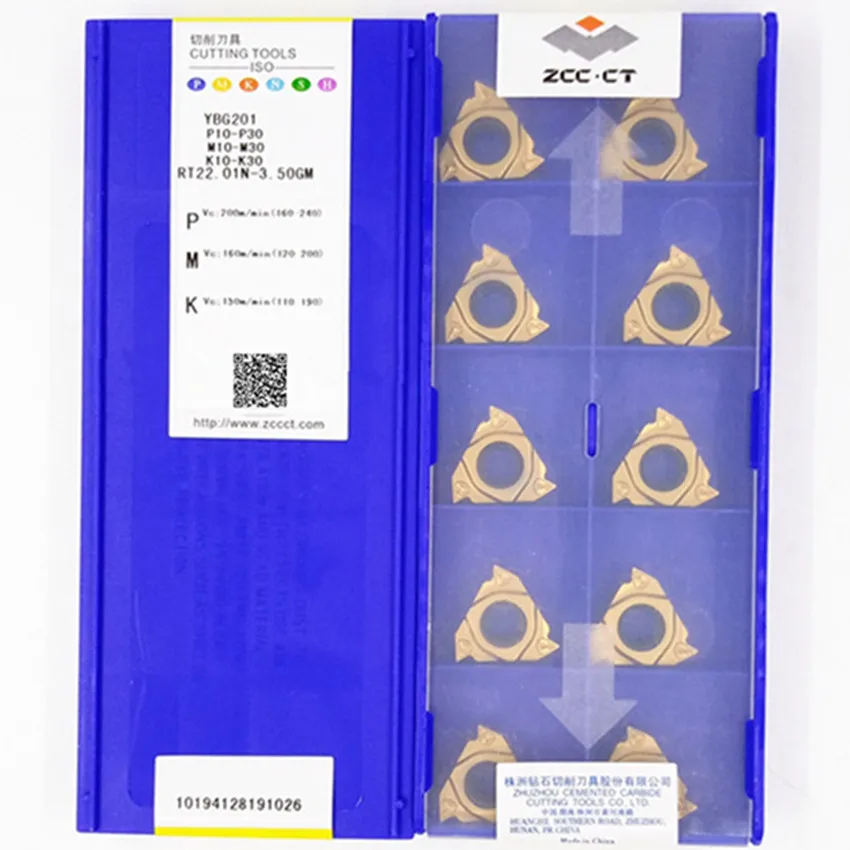 ZCC.CT RT22.01W RT22.01N-3.50GM / 4.00GM / 4.50GM / 5.00GM / 6.00GM YBG201 CNC CARBIDE INSERTS 10PCS/BOX