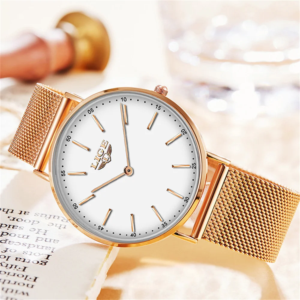 LIGE Watch for Women Fashion Simple Waterproof Wristwatch Milan Watchband Casual Men Watches Quartz Couple reloj mujer hombre enlarge