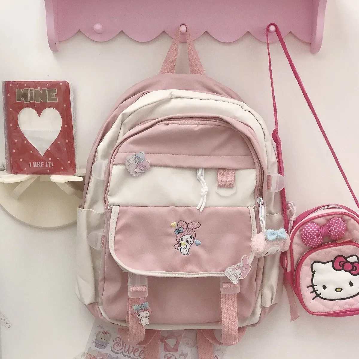 Kawaii Sanriod аниме вокруг Kuromi Kitty Mymelody Cinnamoroll японская необычная Новинка рюкзак для