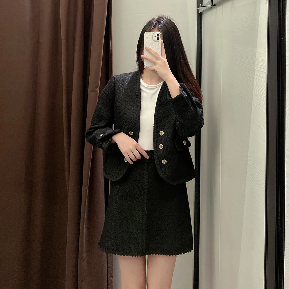 

Женский двубортный Блейзер PB & ZA, повседневная облегающая короткая куртка в Корейском стиле для офиса, осень