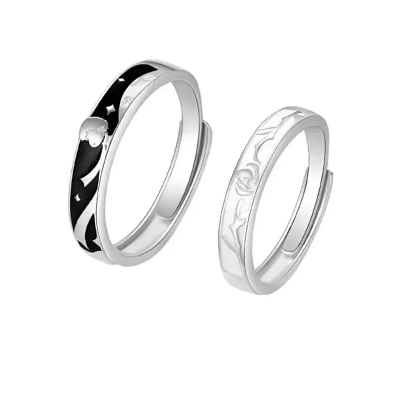 

Salongfang Simple Couple Ring Male And Female Ring Combination Inswind Network Celebrity Love Alloy Ring Valentine's Day Gift