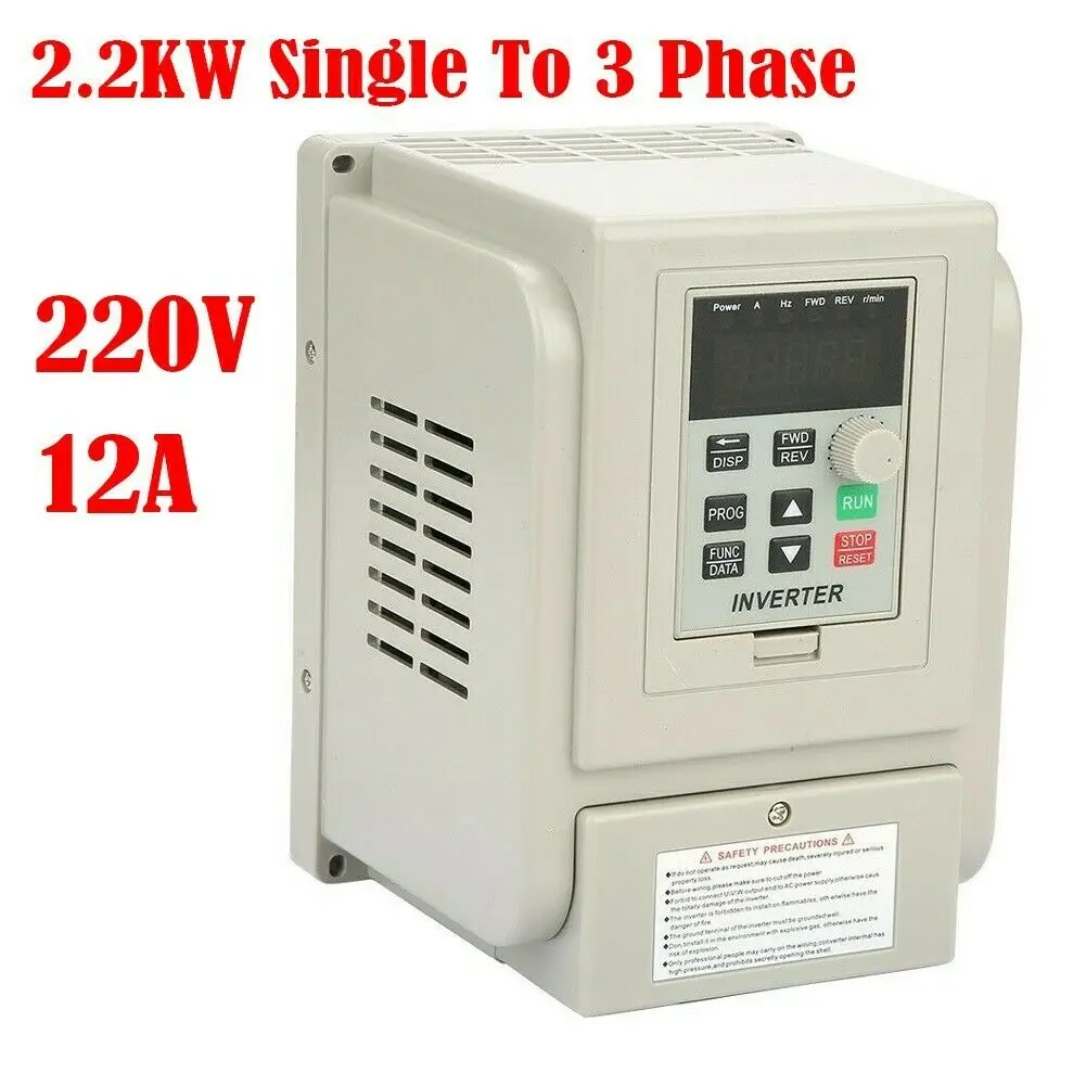 

3HP 2.2KW Single To 3Phase VFD Variable Frequency Drive Inverter Speed Converter PWM Control Over-current Short Circuit Protecti
