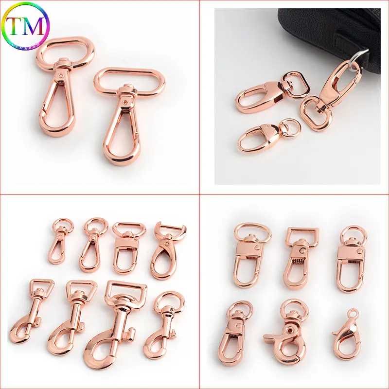 10-50 Pieces Rose Gold Durable Snap Hook Swivel Lobster Clasp Handbag Strap Belt Clip Trigger Buckle Diy Hardware Accessories