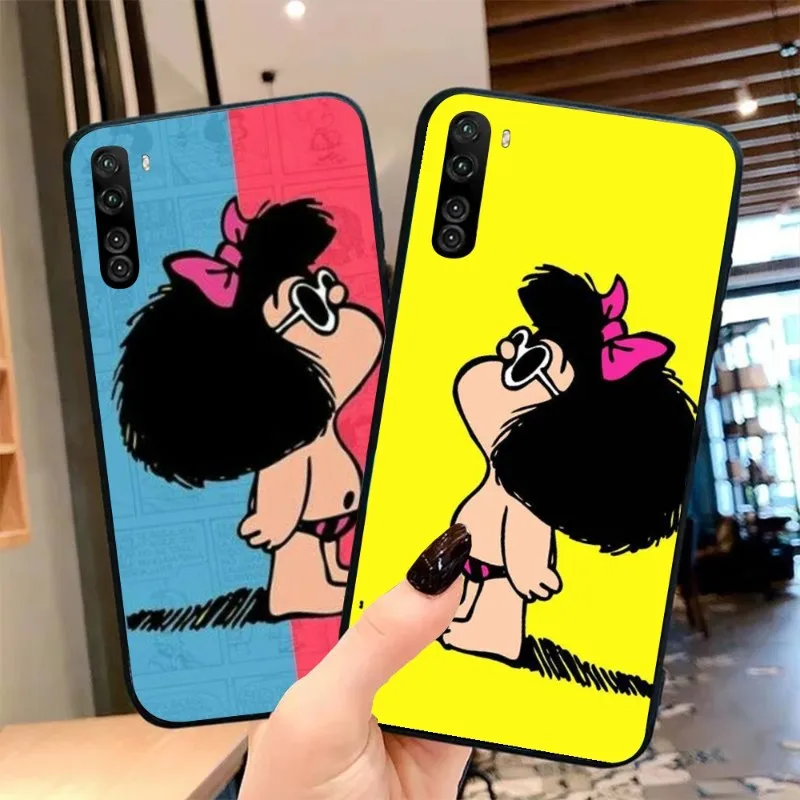 Mafalda милый мультяшный чехол для телефона для девочек OPPO Find X5 X3 X2 A93 Reno 8 7 Pro A74 A72 A53 мягкий черный чехол для телефона