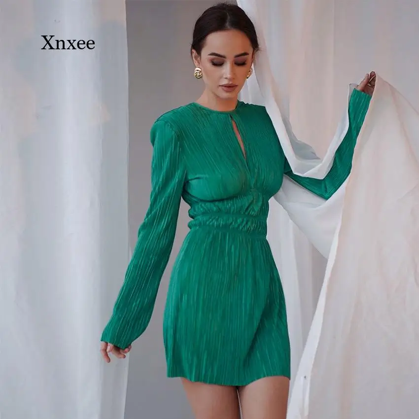 

O neck Elegant Dress For Women Long Sleeve Vintage bodycon Female Casual Sashes Shirt Dress Fashion Regular drape Mini Dresses