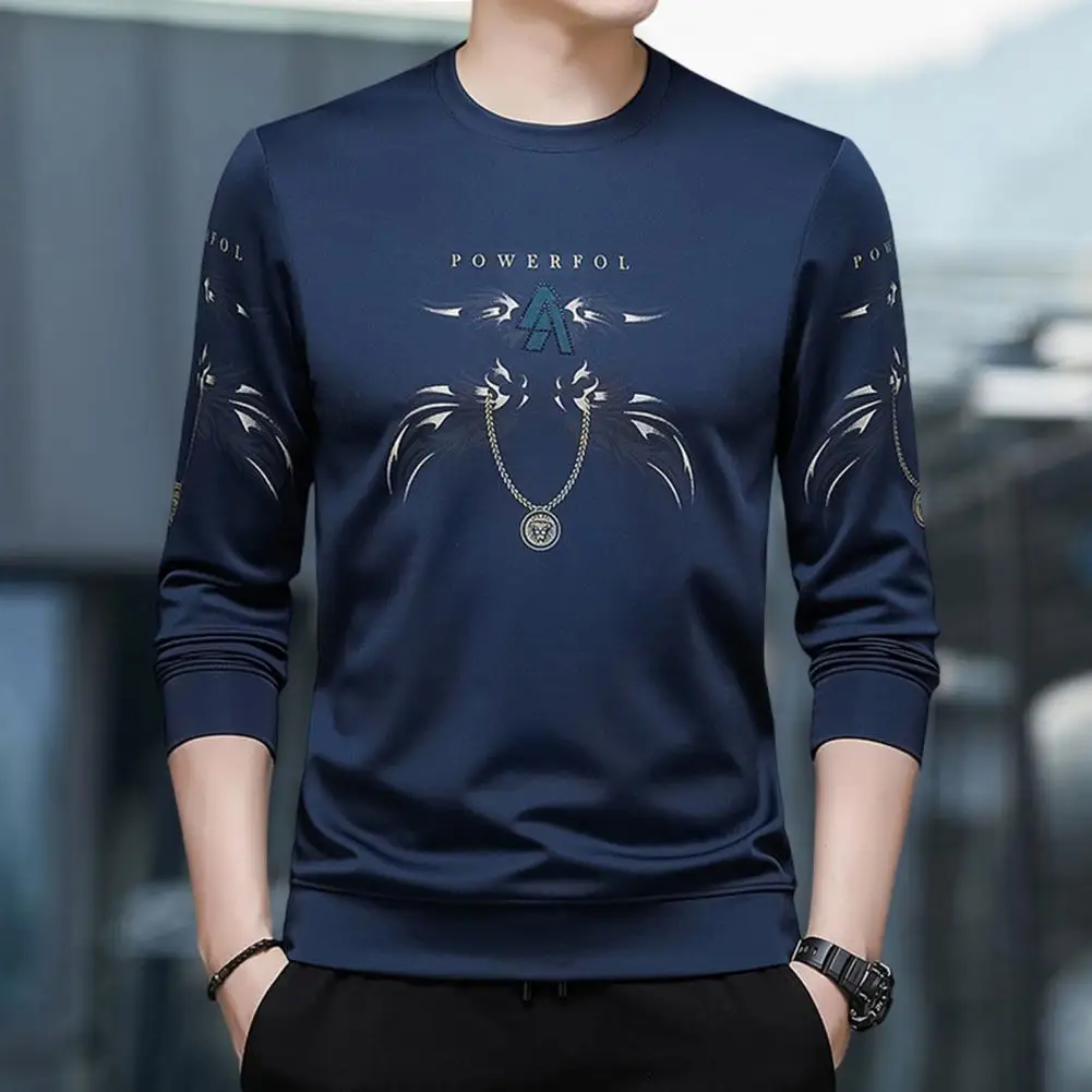 

Loose Cool Elastic Hem Casual Fall Sweatshirt Soft Autumn Sweatshirt Pullover Men Clothes