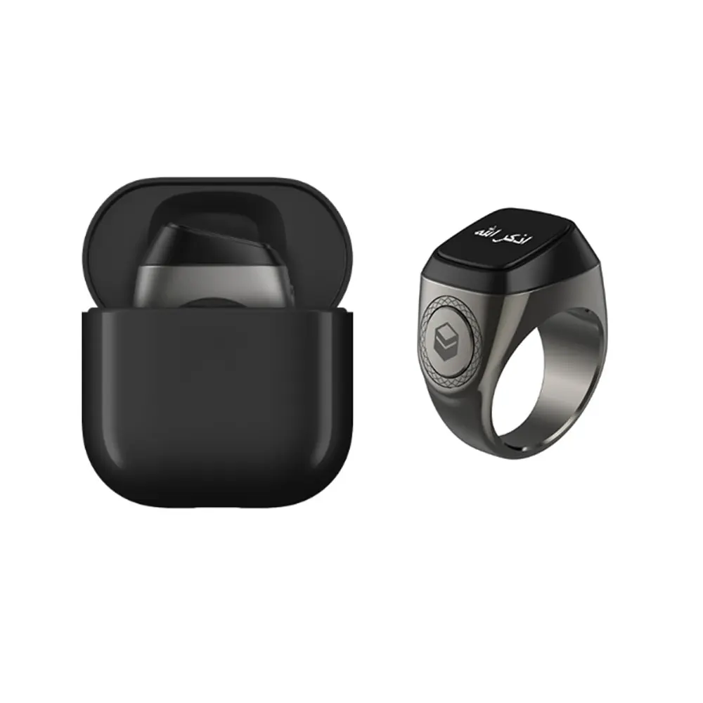 

Zikr Ring Iqibla Metal Counter Muslim Smart Ring With Tasbih Azan Clock Sunrise Alarm Clock Function with Charging Case