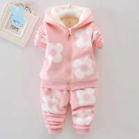 new 2022 pattern autumn and winter baby girls clothes set printing fashion hoodied suit children cardigan keep warm suit 0 4y