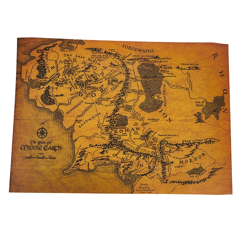 

Map Vintage Kraft Paper The Rings Middle Earth Map The Retro Kraft Paper Poster Decoration Wall Sticker