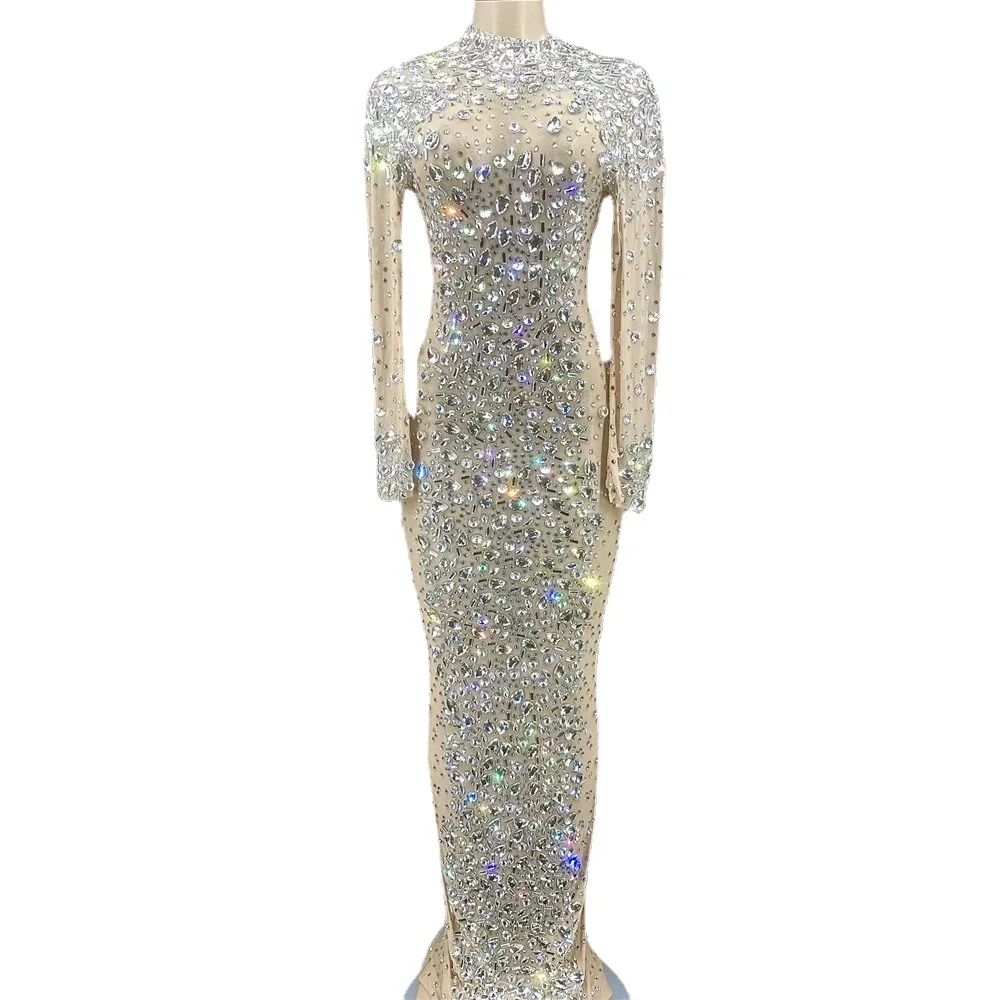 Женское сетчатое платье с кристаллами