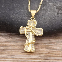 nidin new design exquisite crystal zircon cross necklace women retro religious accessories church wedding jewelry classic gift