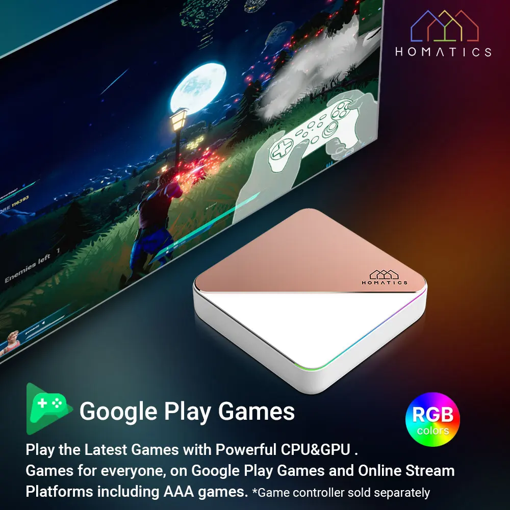 Фото ТВ-приставка HOMATICS Box R 4K Plus на Android TV 14, сертифицированная Netflix и Google, на базе Amlogic S905X4, 4G/32G, с поддержкой DTS, Dolby Audio и Dolby Vision №5