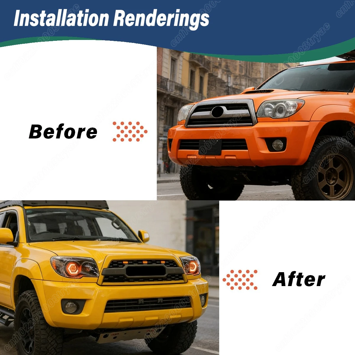Фото Комплект для модификации переднего бампера в стиле TRD для Toyota 4Runner 2006-2009: решетка радиатора и воздухозаборник №2