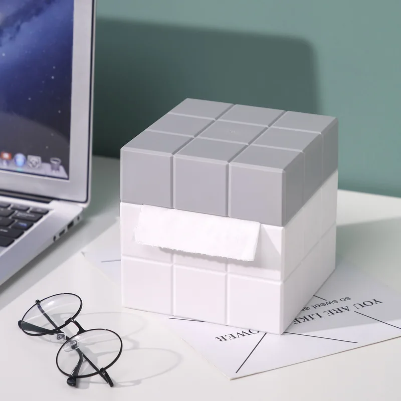 

Creative Home Furnishing Tissue Box Rubik's Cube Pumping Box Fashion Creative Simple Desktop Tissue Storage Box