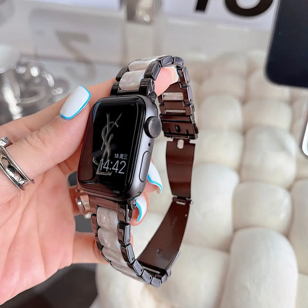 Resin strap for apple watch band 7 44mm 40mm 42mm 38mm 41 45mm correa transparent Loop watchband for iwatch 7 6 se series 5 4 3