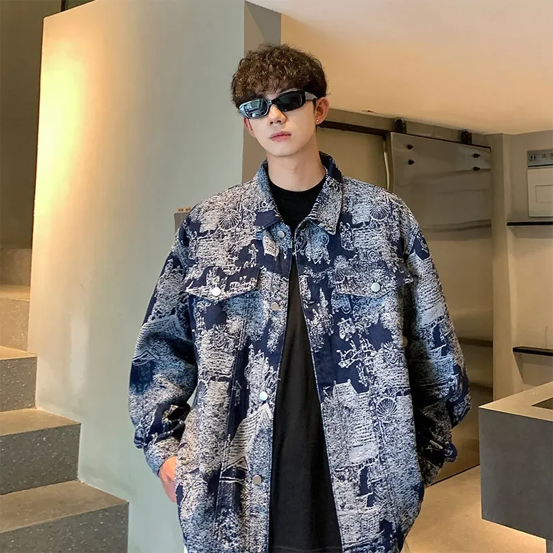 Винтажная джинсовая куртка свободного стиля мужская осень 2024 американская