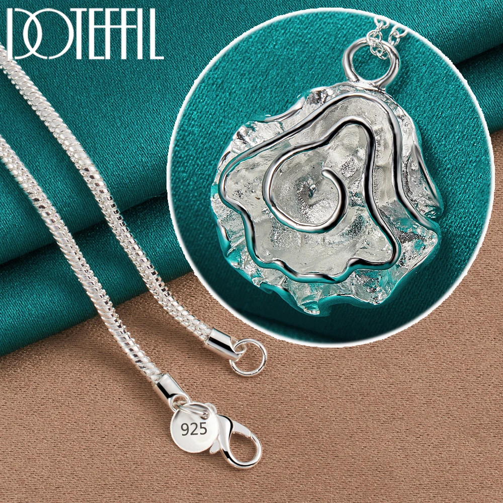 Стерлингового серебра 925 пробы кулон с цветком розы ожерелье 18-30 дюймов