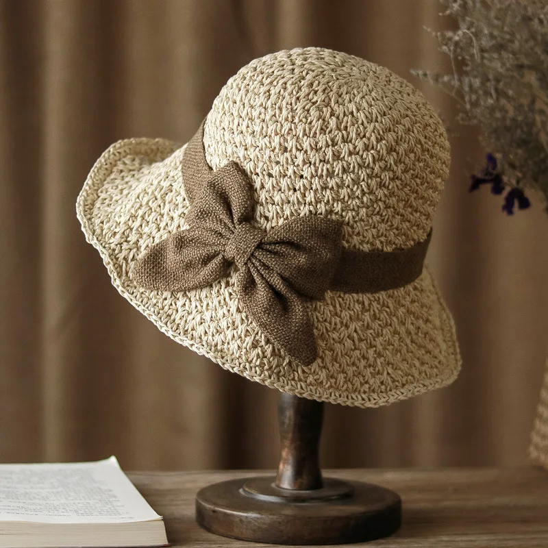 

Детская Плетеная соломенная шляпа ручной работы, универсальная, складная, с широкими полями, солнцезащитная, для отдыха, шляпа от солнца