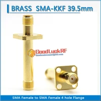 1x pcs dual sma female to sma female plug 4 hole flange panel mount 39 5 mm gold brass rf coaxial adapters