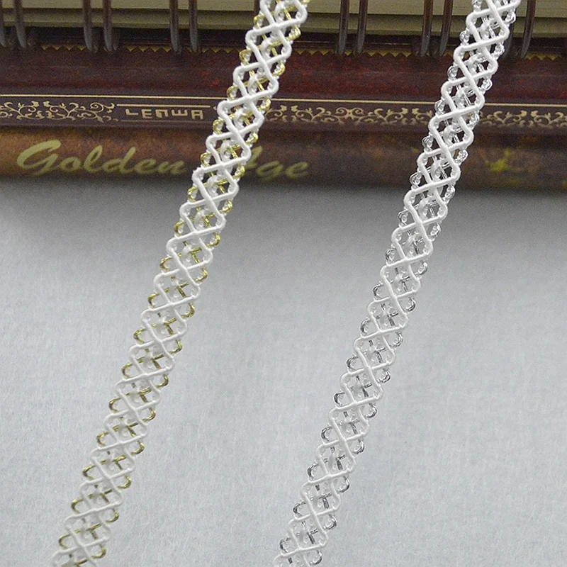 

1Yards High Quality Lace Trim Silver Gold Lace Fabric Guipure Curtain 0.6cm Ribbon Christmas Decoration Sewing Trimmings VG38