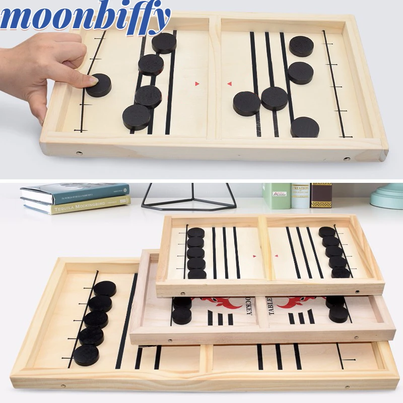 

Fast Sling Puck Game Paced Wooden Table Hockey Winner Games Interactive Chess Toys For Adult Children Desktop Battle Board Game