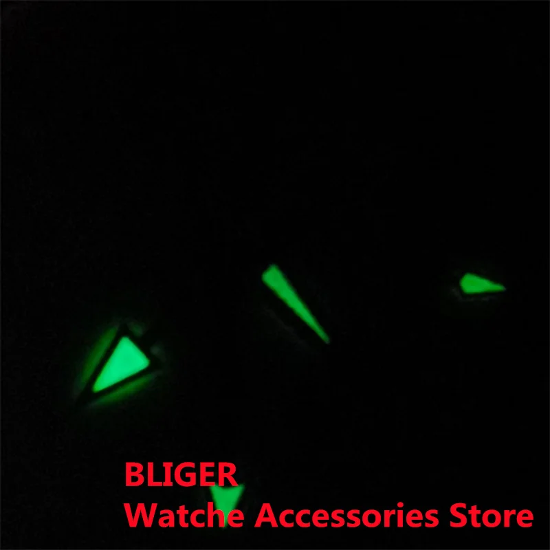 BLIGER  Silver Watch Hands  Red Blue Green GMT Pointers Fit NH34 Movement Green Luminous 4 PCS