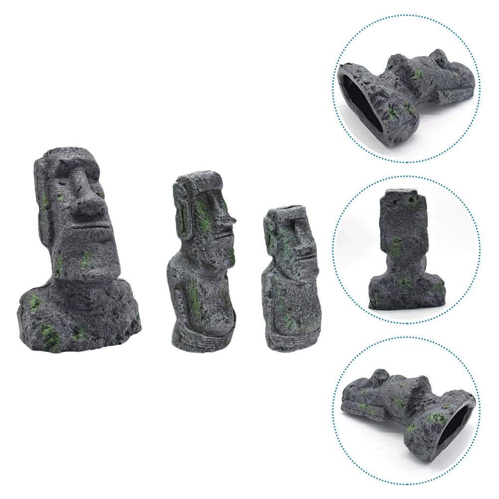 

Island Moai Statue Head Resin Easter Sculpture Ornaments Figure Stone Aquarium Monolith Akivi Decoration Ahureplicas Ornament