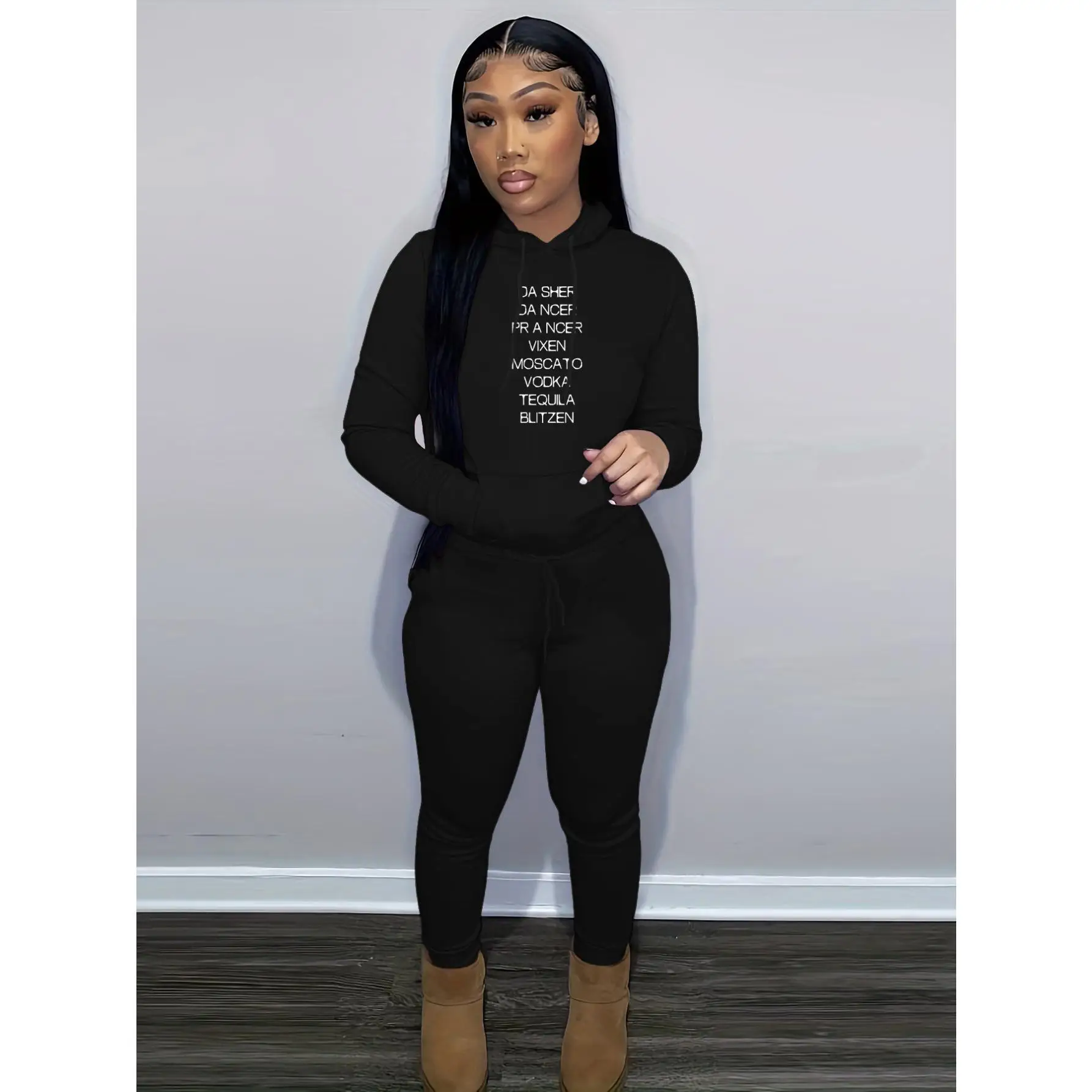 Зимний трендовый спортивный набор с принтом-не пропустить модниц