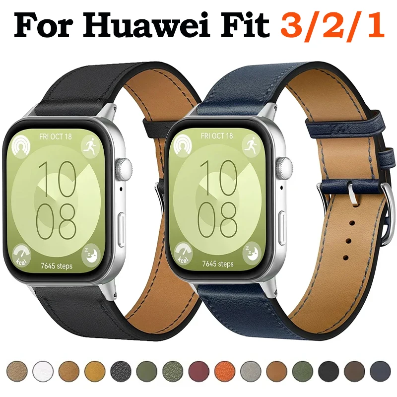 Ремешок кожаный для Huawei Watch Fit 3 сменный Браслет наручных часов 2 1