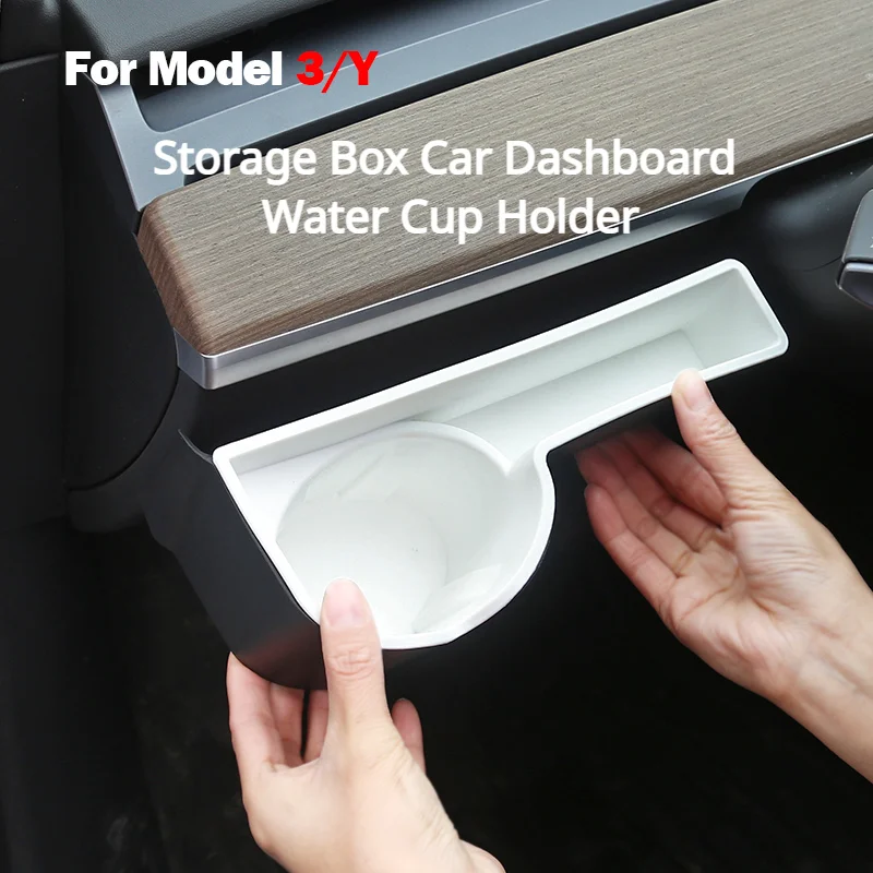 

For Tesla Model 3 Y Storage Box Car Dashboard Water Cup Holder Front Instrument Panel Stowing Tidying Auto Accessori 2021-2023