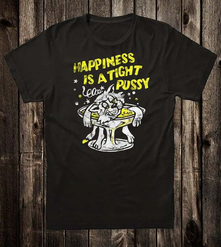 Ретро футболка Новинка Дизайн чудо 70-е счастье плотная киска