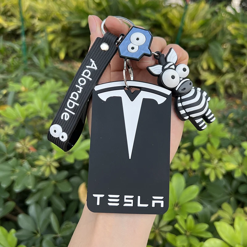 

Silicone Car Key Card Holder Protector Cover For Tesla Model 3 Accessories Keychain Clip Card Holder